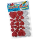 Folia Moosgummi Glitter Sticker Herzen, 40 Stück, selbstklebend rot & silber Folia Moosgummi Glitter Sticker Herzen, 40 Stück, selbstklebend rot & silber