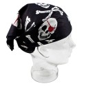 Bestsaller Piraten Halstuch aus 100% Baumwolle, schwarz mit weissen Totenkopf