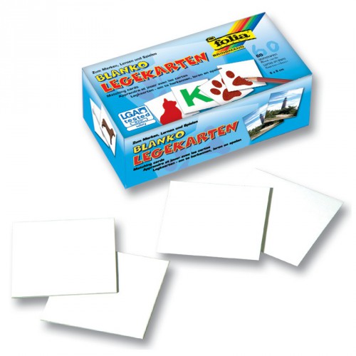 Folia Blanko Legekarten, 6x6cm, 60 Karten, blanko wei�, starke Qualit�t