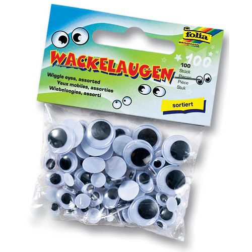 Folia Wackelaugen mit beweglicher Pupille, 100 Stück verschiedene Größen 6er Set Folia Wackelaugen mit beweglicher Pupille, 100 Stück verschiedene Größen 6er Set