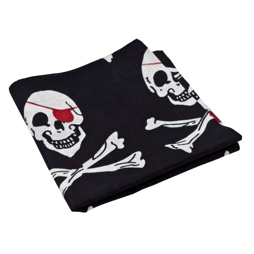 Bestsaller Piraten Halstuch aus 100% Baumwolle, schwarz mit weissen Totenkopf