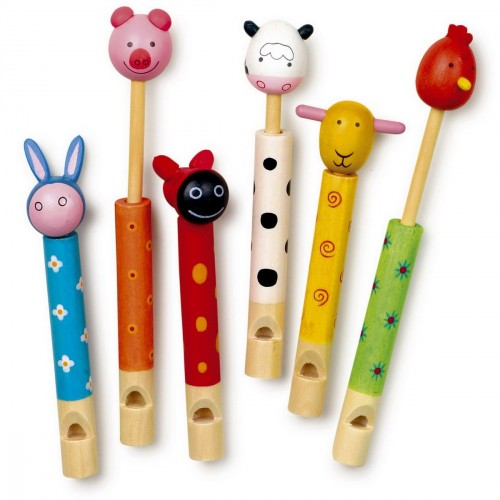 Fl�ten-Set  Tiere  aus Holz, 6-teilig
