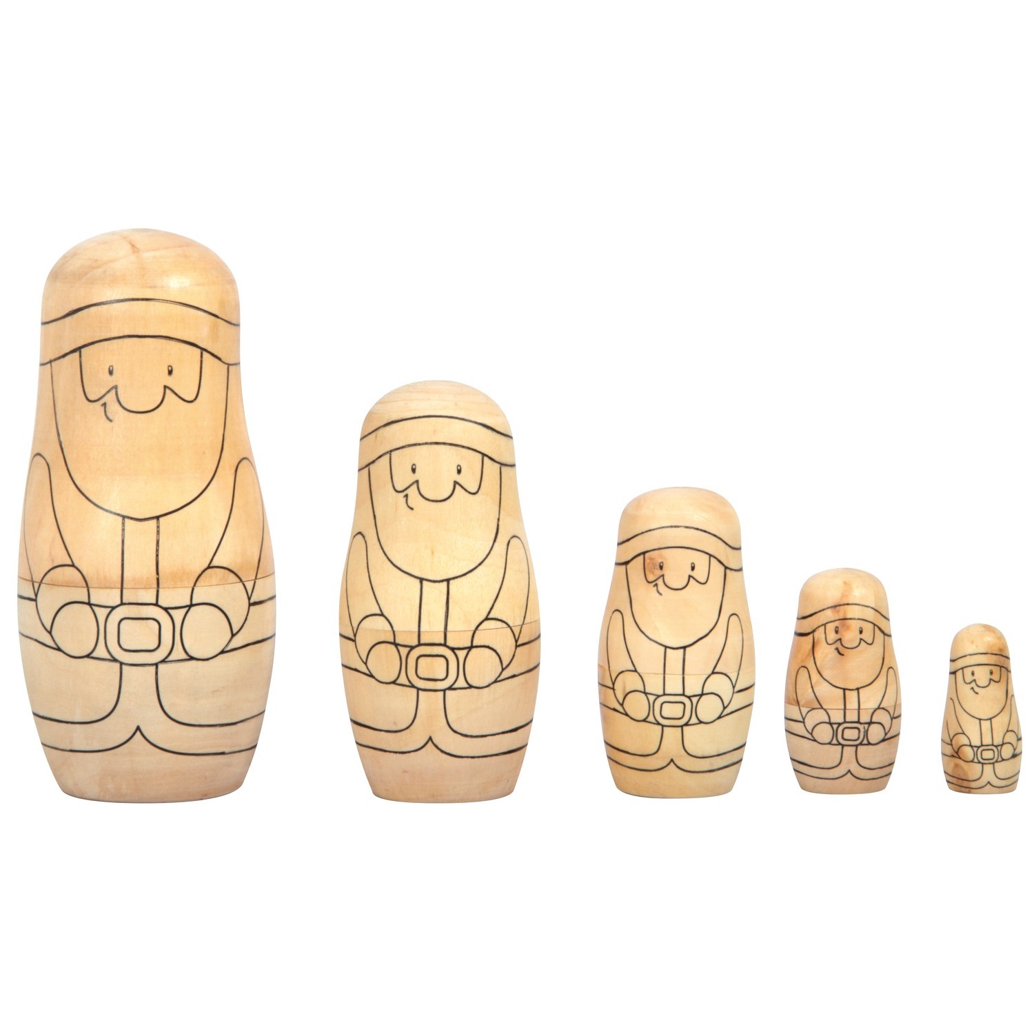 Matrjoschka Weihnachtsmann, 5 Figuren in einer, mit Farben & Pin von
